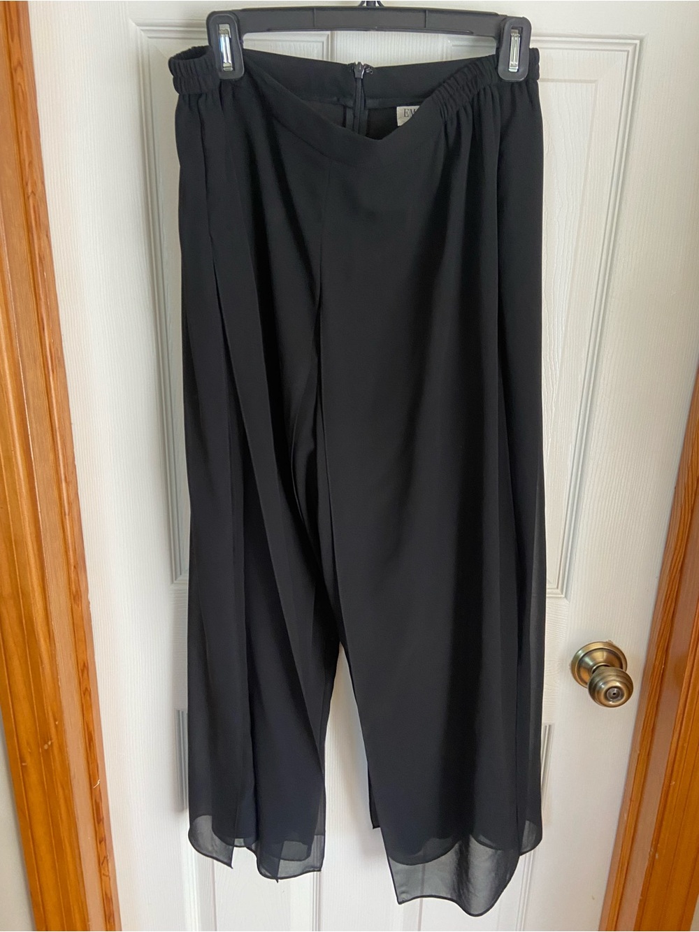 Emma Street Black Chiffon Wide Leg Overlay Pants Size 10